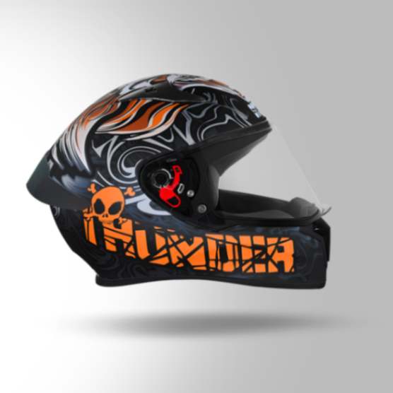 Studds Thunder D9 Decor Matt Black & Orange With Spoiler - Full Face Helmets