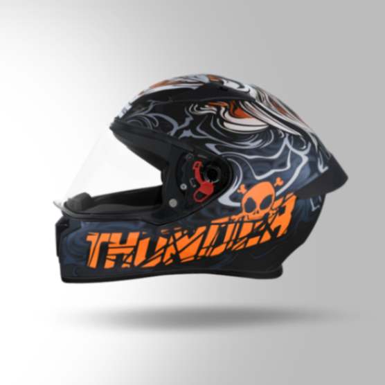 Studds Thunder D9 Decor Matt Black & Orange With Spoiler - Full Face Helmets