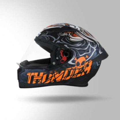 Studds Thunder D9 Decor Matt Black & Orange With Spoiler - Full Face Helmets