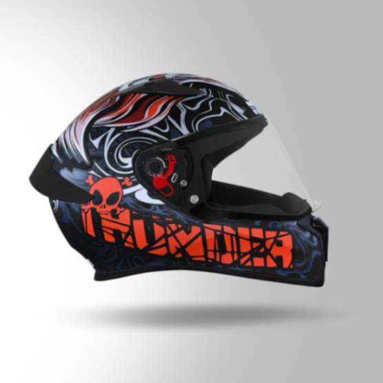 Studds Thunder D9 Decor Matt Black & Red With Spoiler - Full Face Helmets