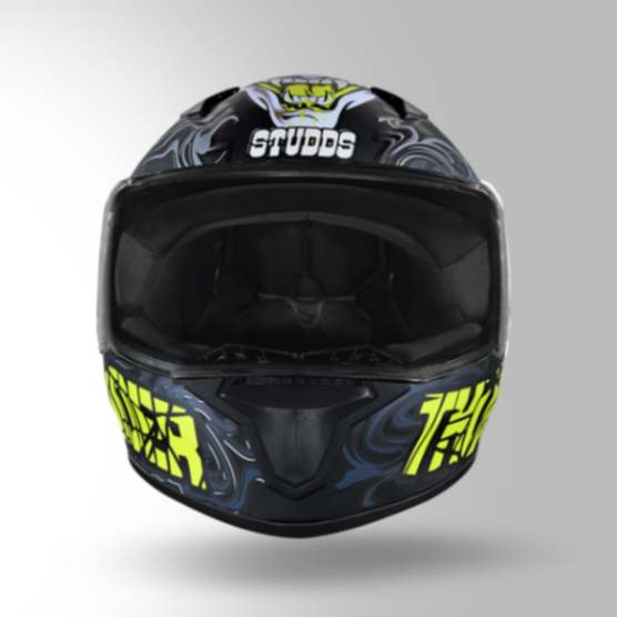 Studds Thunder D9 Decor Matt Black & Yellow With Spoiler - Full Face Helmets