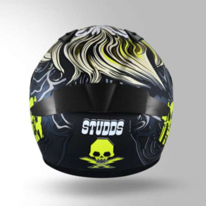Studds Thunder D9 Decor Matt Black & Yellow With Spoiler - Full Face Helmets