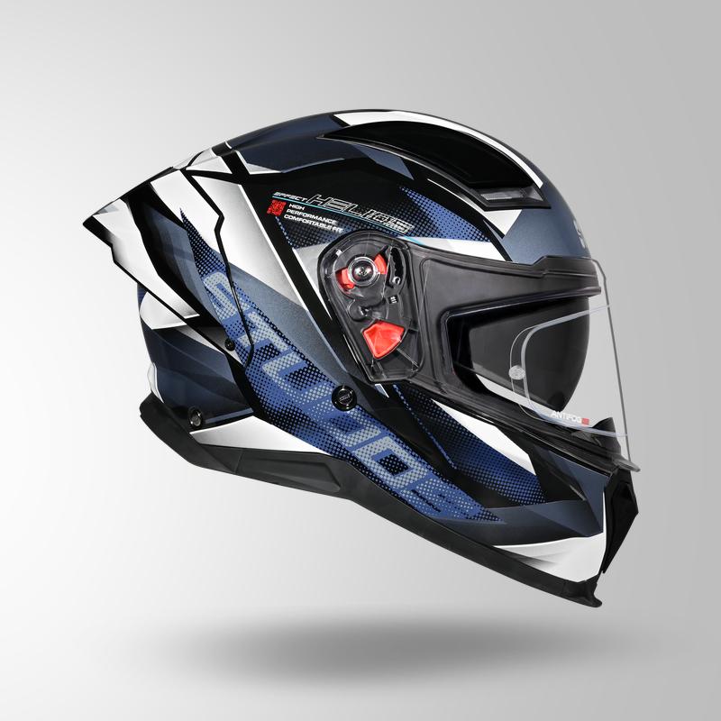 Studds Helios Effect Helmet - Gloss Black Blue N6