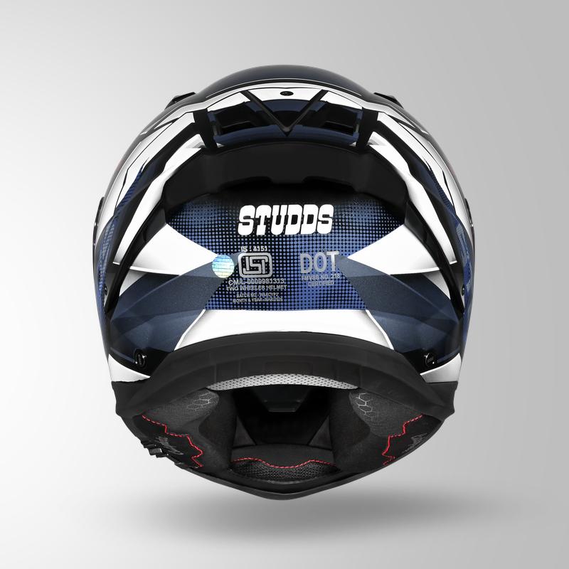 Studds Helios Effect Helmet - Gloss Black Blue N6
