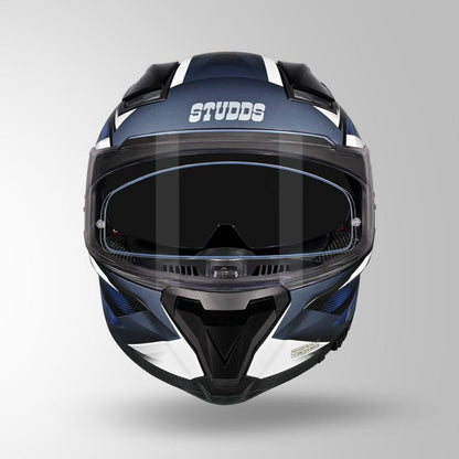 Studds Helios Effect Helmet - Gloss Black Blue N6