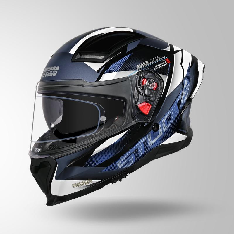 Studds Helios Effect Helmet (Black Blue & White)