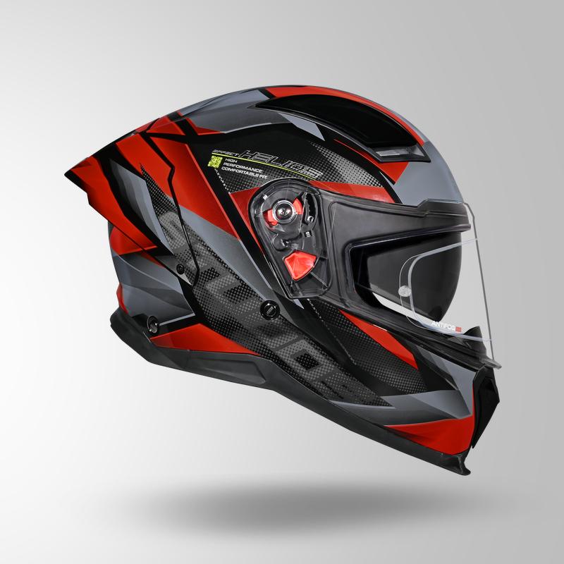 Studds Helios Effect Helmet - Gloss Black Grey N2