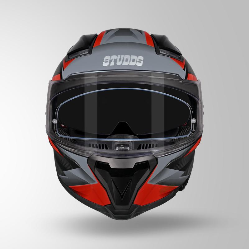 Studds Helios Effect Helmet - Gloss Black Grey N2