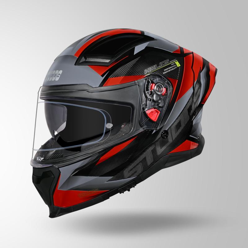 Studds Helios Effect Helmet (Black Grey & Red)