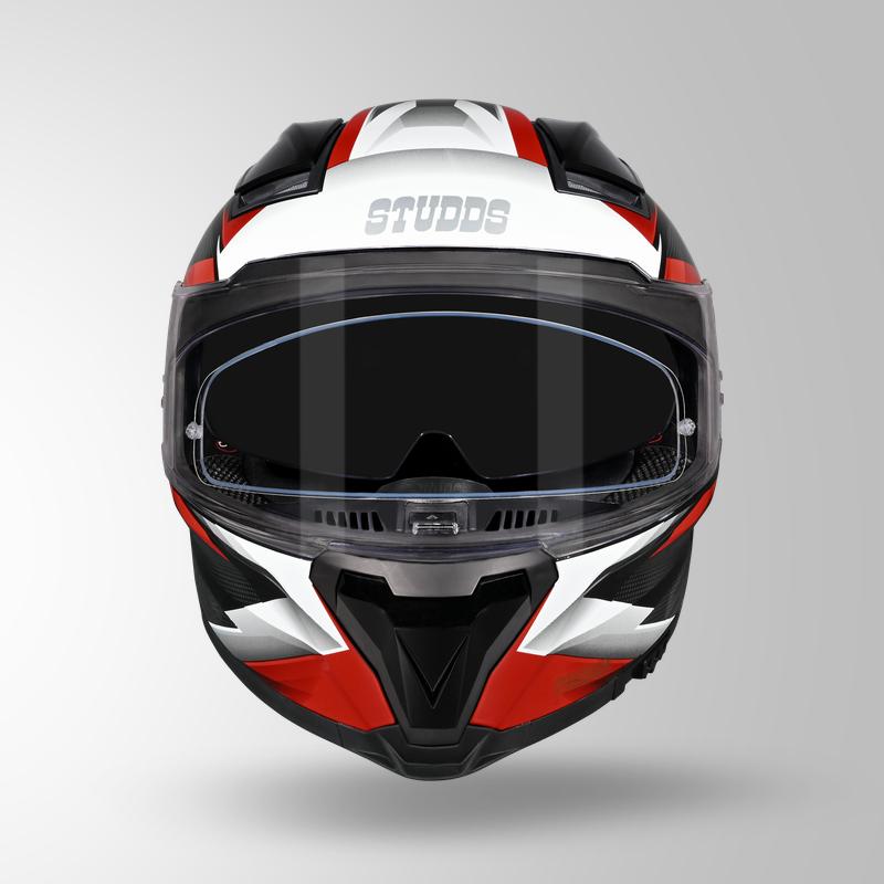 Studds Helios Effect Helmet - Gloss Black White N2