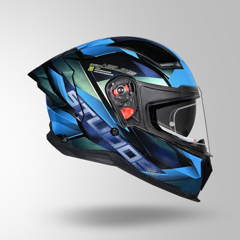 Studds Helios Effect Helmet - Gloss Black  Chameleon Blue N1