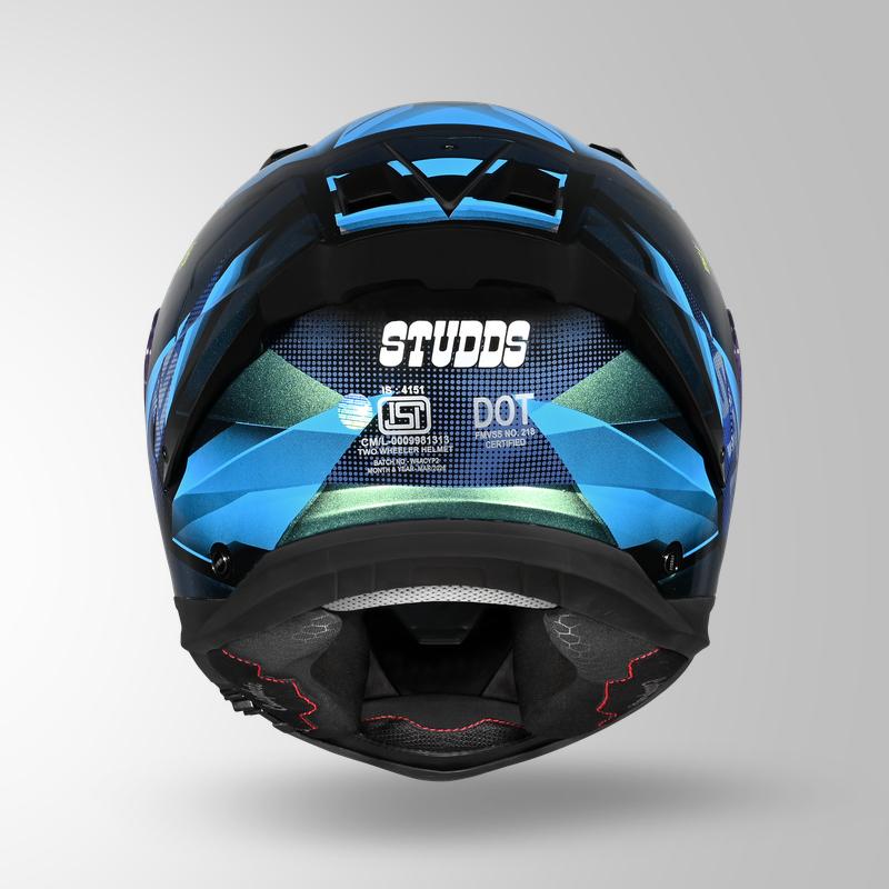 Studds Helios Effect Helmet - Gloss Black  Chameleon Blue N1
