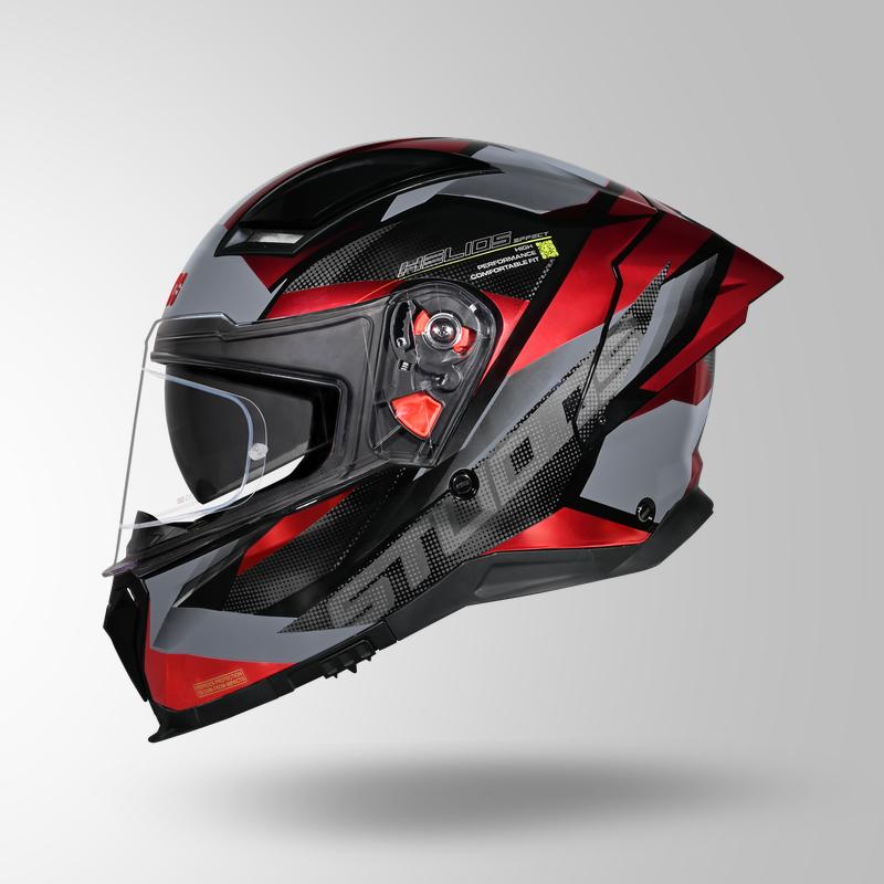 Studds Helios Effect Helmet - Gloss Black Red N2 With Metallic Foil