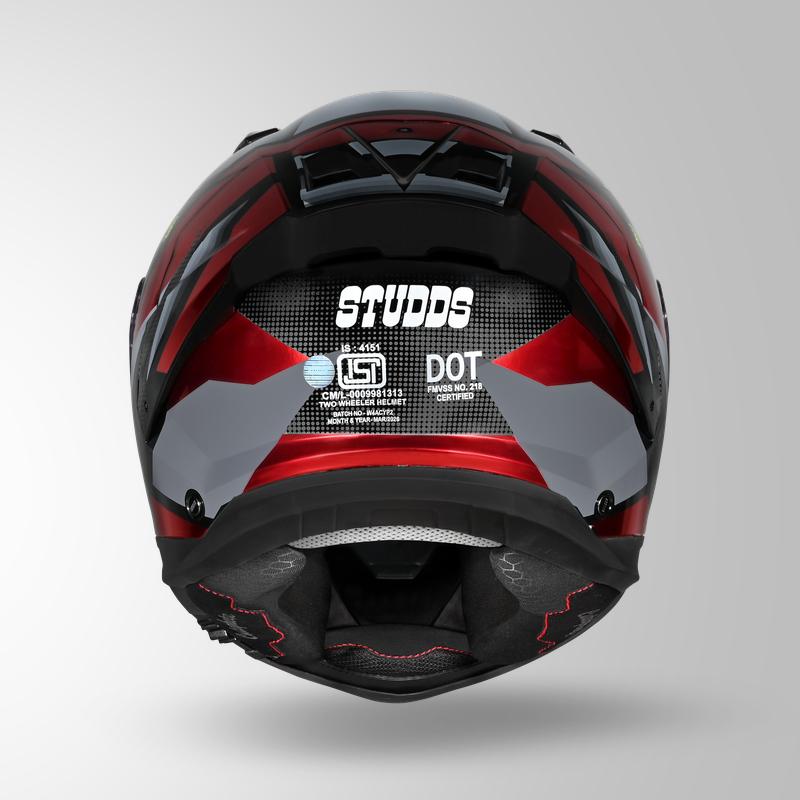 Studds Helios Effect Helmet - Gloss Black Red N2 With Metallic Foil