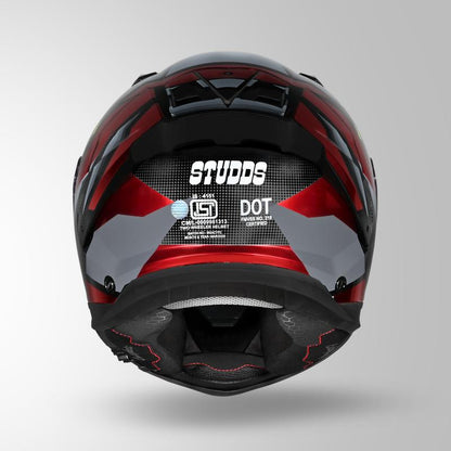 Studds Helios Effect Helmet - Gloss Black Red N2 With Metallic Foil