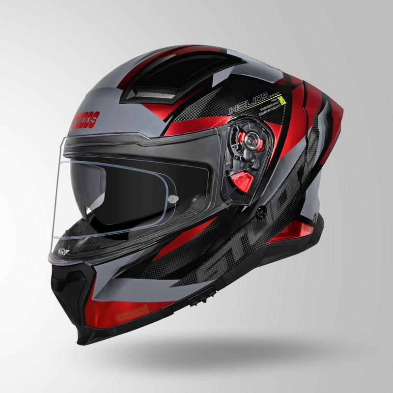 Studds Helios Effect Helmet (Black & Red With Metallic Foil)