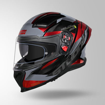 Studds Helios Effect Helmet (Black & Red With Metallic Foil)