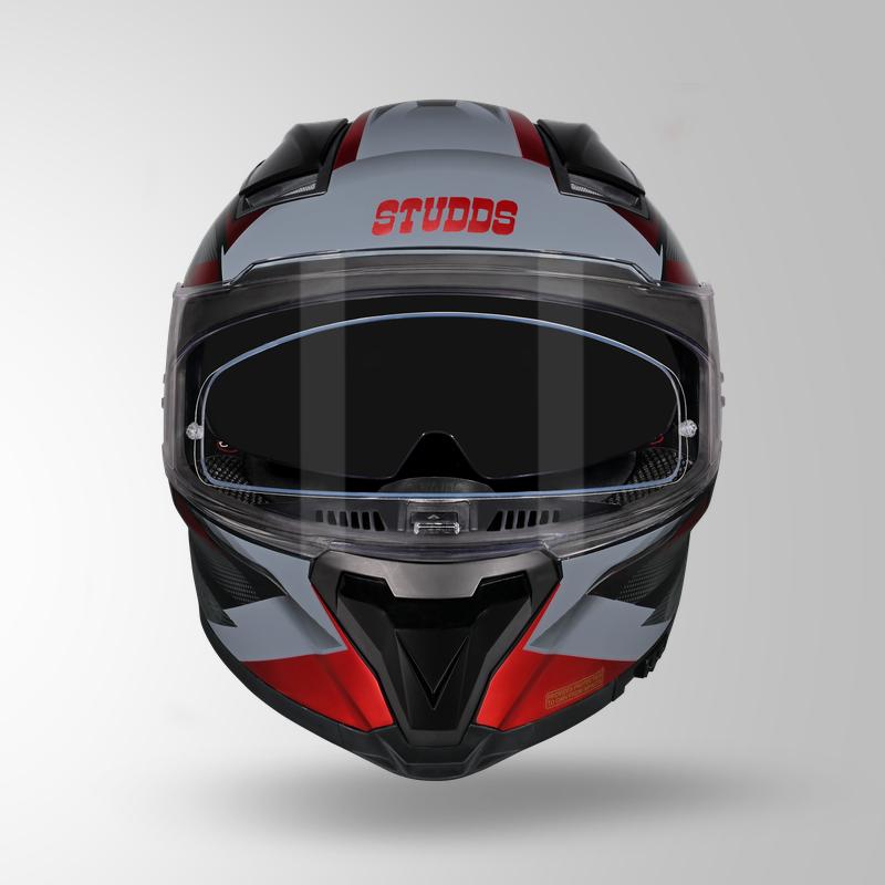 Studds Helios Effect Helmet - Gloss Black Red N2 With Metallic Foil