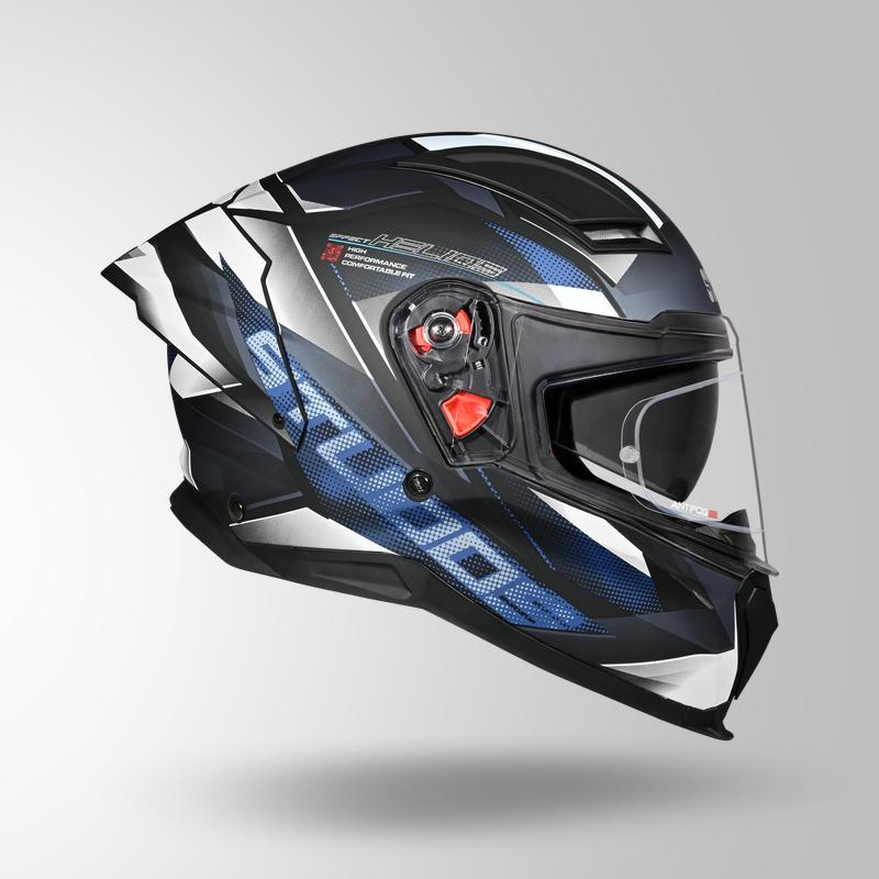 Studds Helios Effect Helmet - Matt Black Blue N6