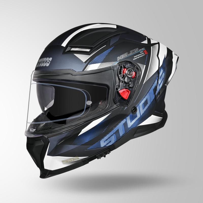 Studds Helios Effect Helmet (Matt Black Blue & White)