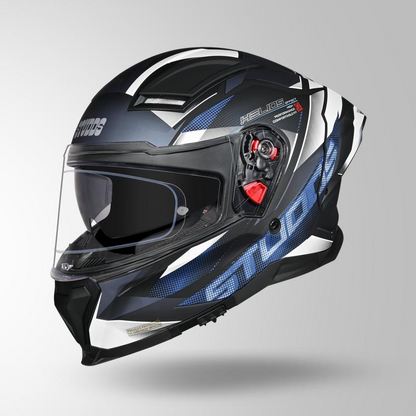 Studds Helios Effect Helmet (Matt Black Blue & White)