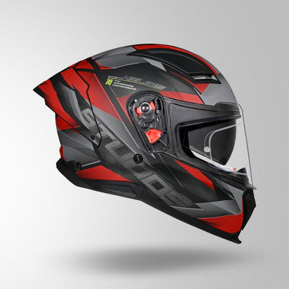 Studds Helios Effect Helmet - Matt Black Red N2 With Metallic Foil