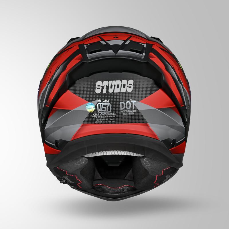 Studds Helios Effect Helmet - Matt Black Red N2 With Metallic Foil
