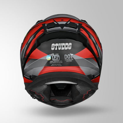 Studds Helios Effect Helmet - Matt Black Red N2 With Metallic Foil