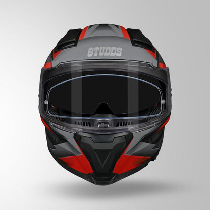 Studds Helios Effect Helmet - Matt Black Red N2 With Metallic Foil