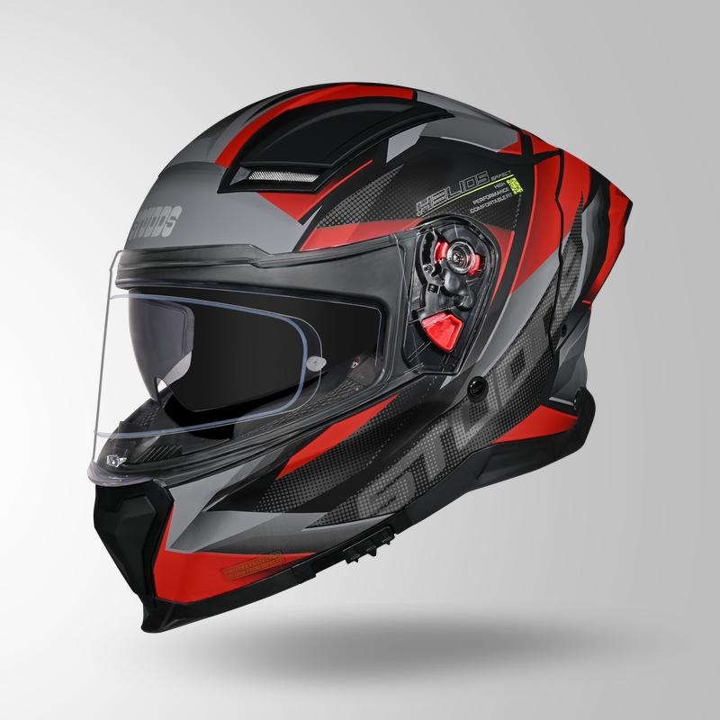 Studds Helios Effect Helmet (Matt Black Grey & Red)