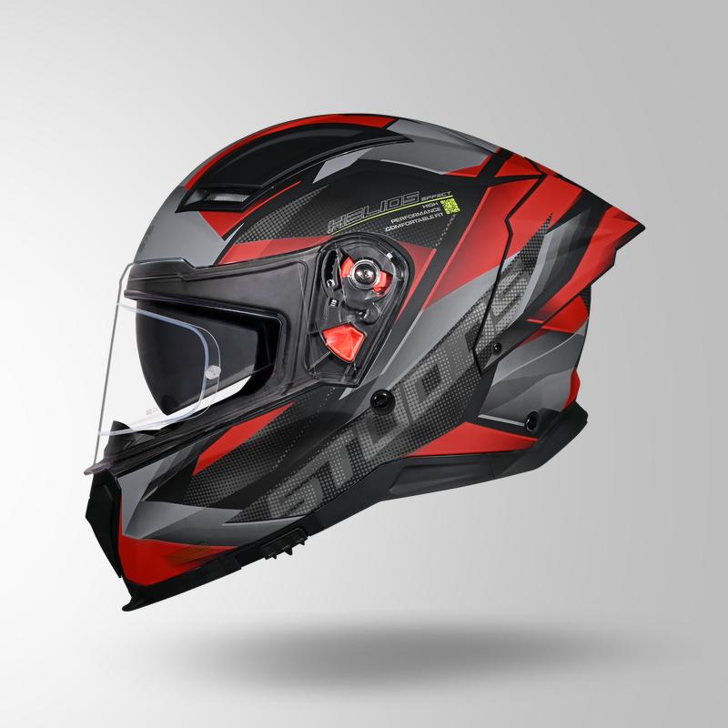 Studds Helios Effect Helmet - Matt Black Red N2 With Metallic Foil