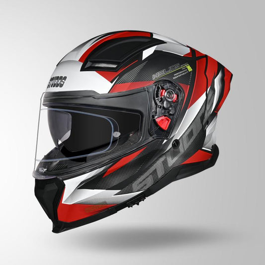 Studds Helios Effect Helmet (Matt Black White & Red)