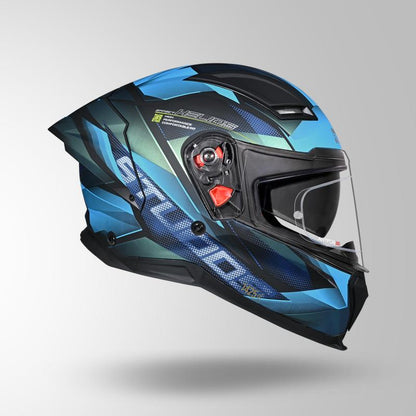 Studds Helios Effect Helmet - Matt Black Chameleon Blue N1