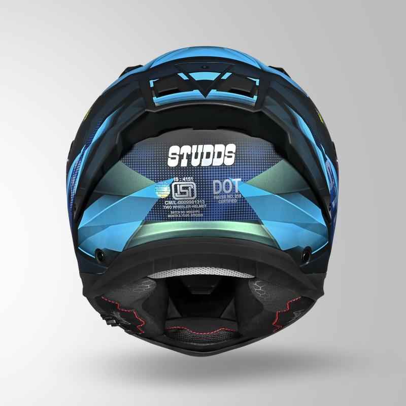 Studds Helios Effect Helmet (Matt Black & Chameleon Blue)