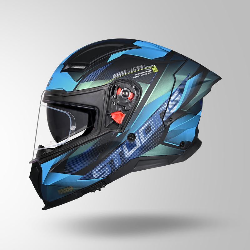 Studds Helios Effect Helmet - Matt Black Chameleon Blue N1