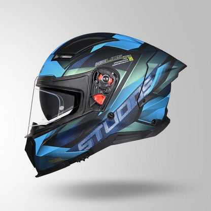 Studds Helios Effect Helmet - Matt Black Chameleon Blue N1