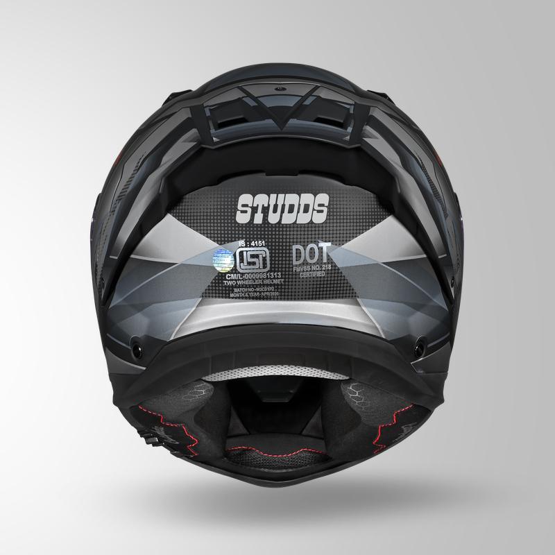 Studds Helios Effect Helmet - Matt Black Grey N4