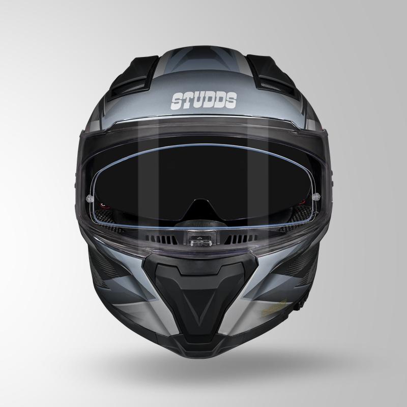 Studds Helios Effect Helmet - Matt Black Grey N4