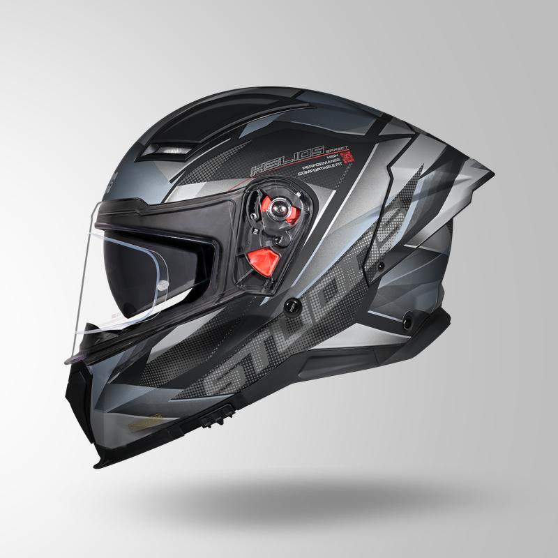 Studds Helios Effect Helmet - Matt Black Grey N4