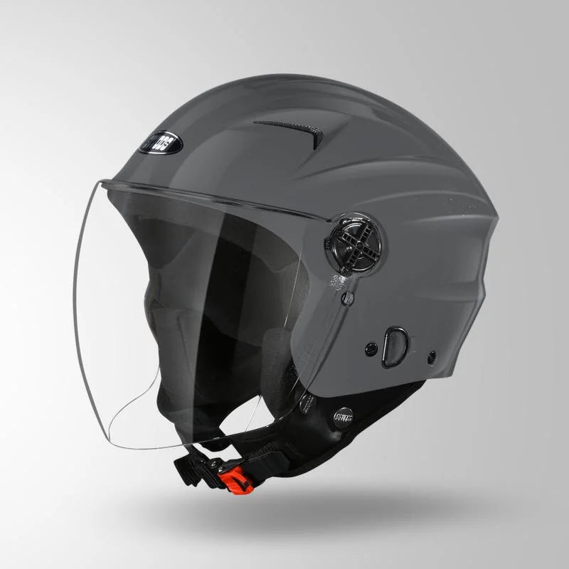 Studds N6 Open face Helmet Ray Super with Clear Visor (Matt Nardo Grey)