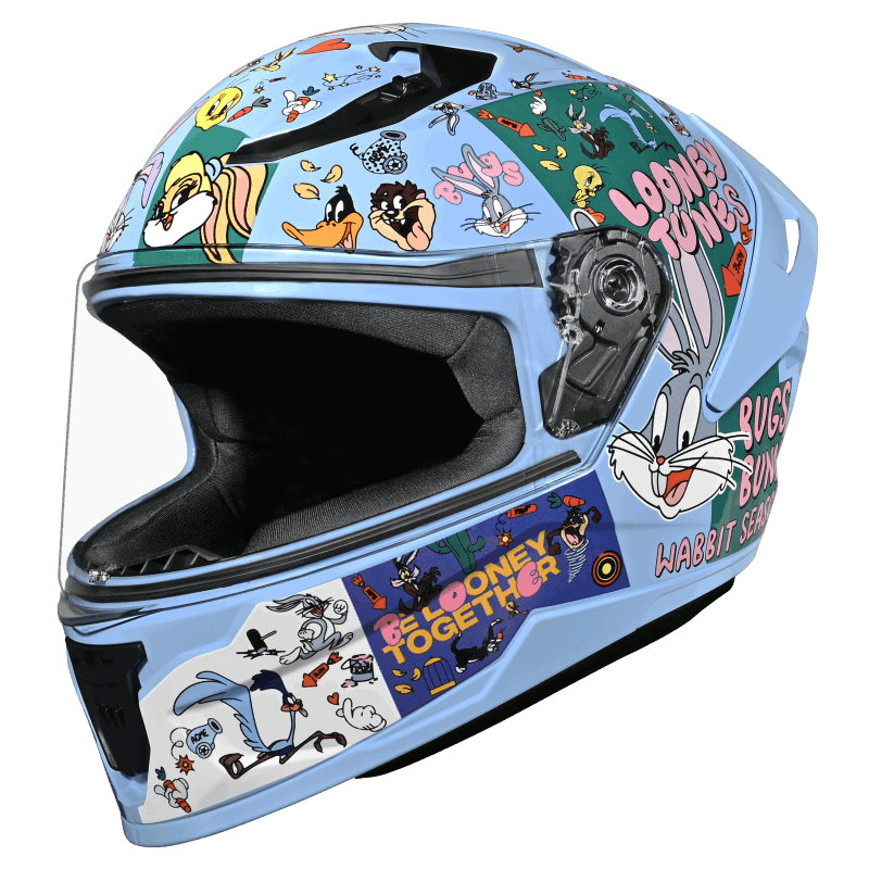 Studds Raider Youth Looney Tunes Edition Helmet - Blue & Purple/Green