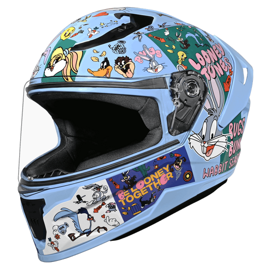 Studds Raider Youth Looney Tunes Edition Helmet - Blue & Purple/Green