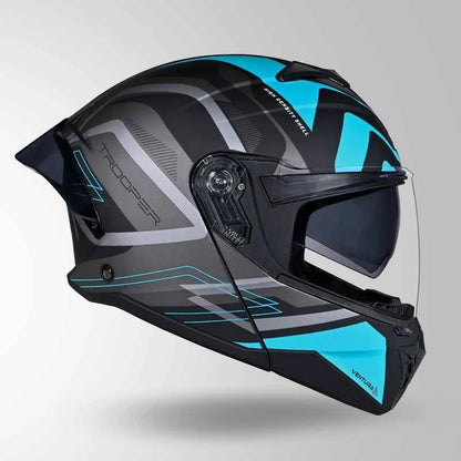 Studds Trooper D3 Ventura Decor Matt Black & Blue - Helmet