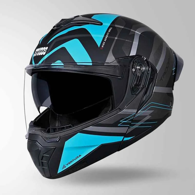 Studds Trooper D3 Ventura Decor Matt Black & Blue - Helmet