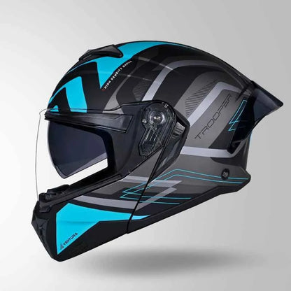 Studds Trooper D3 Ventura Decor Matt Black & Blue - Helmet