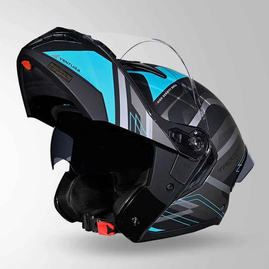 Studds Trooper D3 Ventura Decor Matt Black & Blue - Helmet