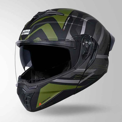 Studds Trooper D3 Ventura Decor Matt Black & Green - Helmet