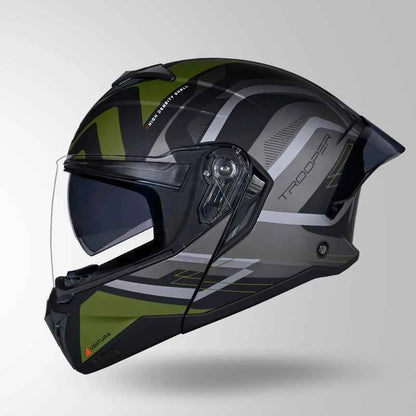 Studds Trooper D3 Ventura Decor Matt Black & Green - Helmet