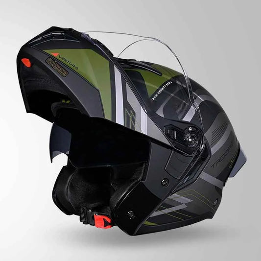 Studds Trooper D3 Ventura Decor Matt Black & Green - Helmet