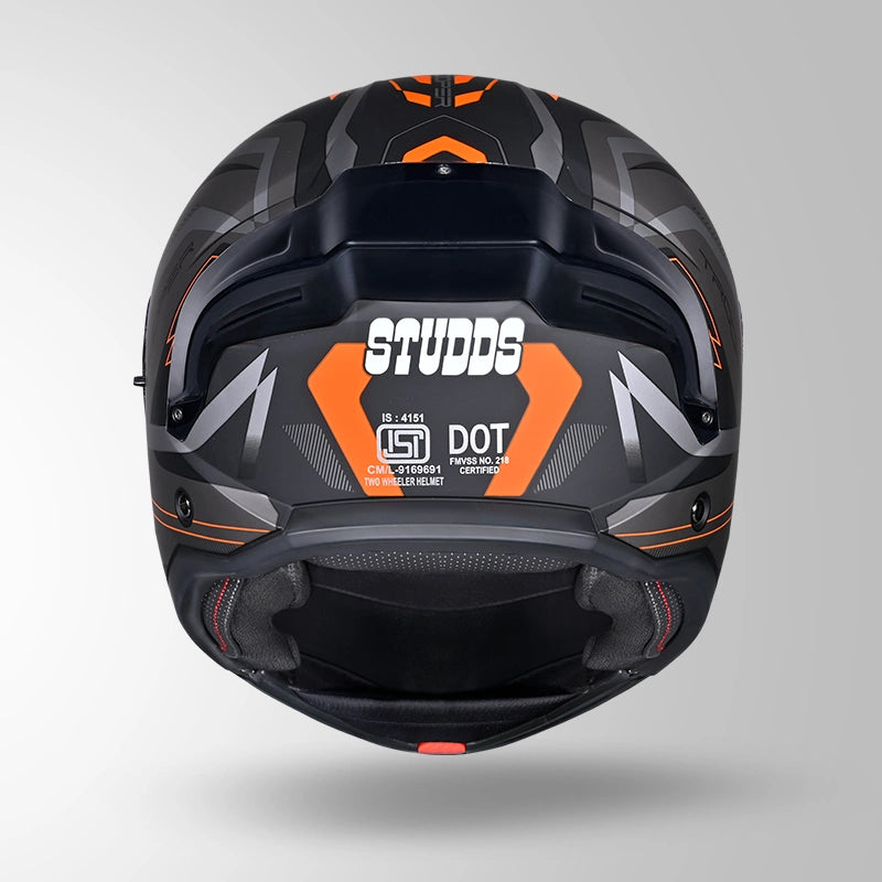 Studds Trooper D3 Ventura Decor Matt Black & Orange - Helmet